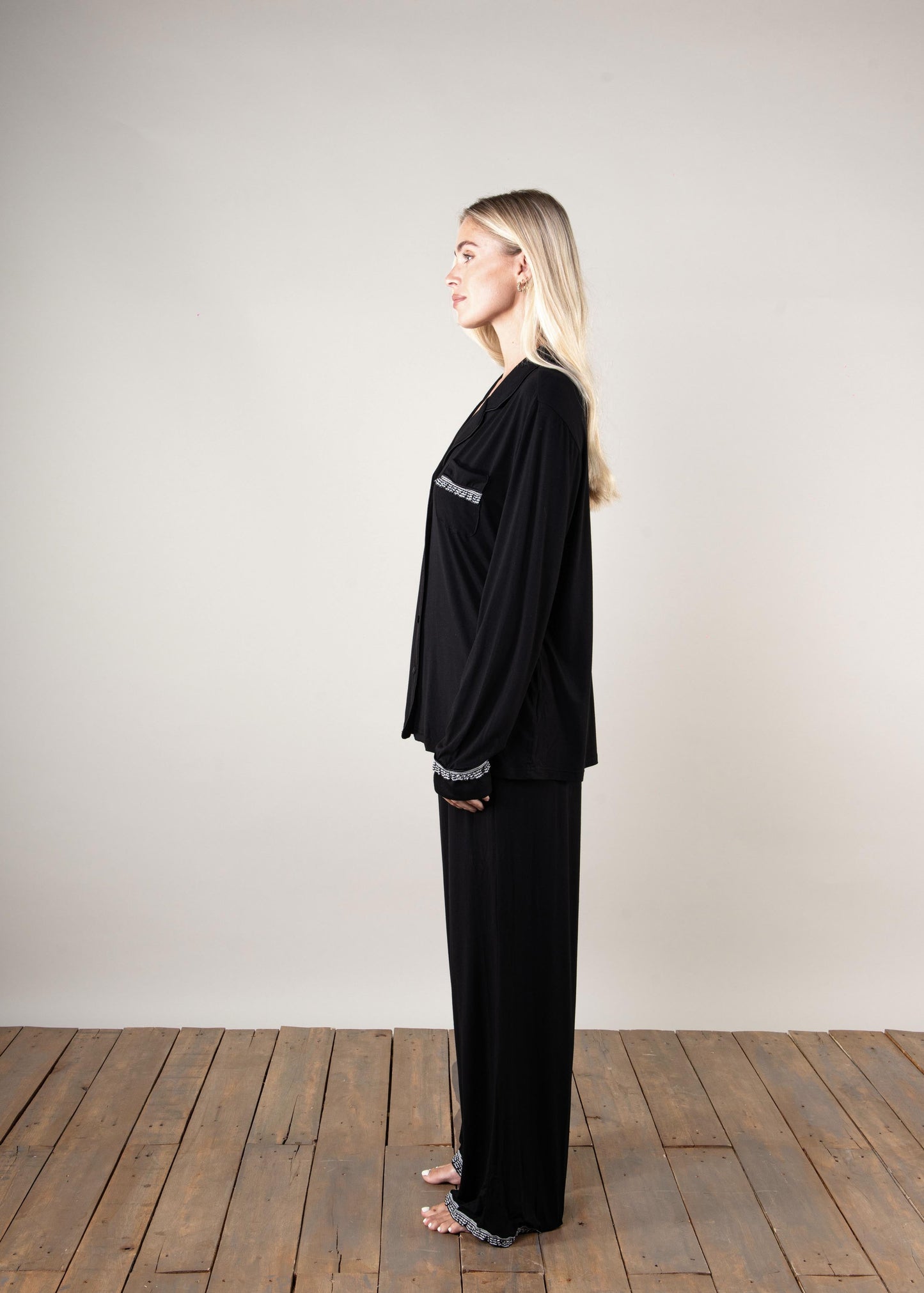 The Luxury Gingham Pyjamas in Black