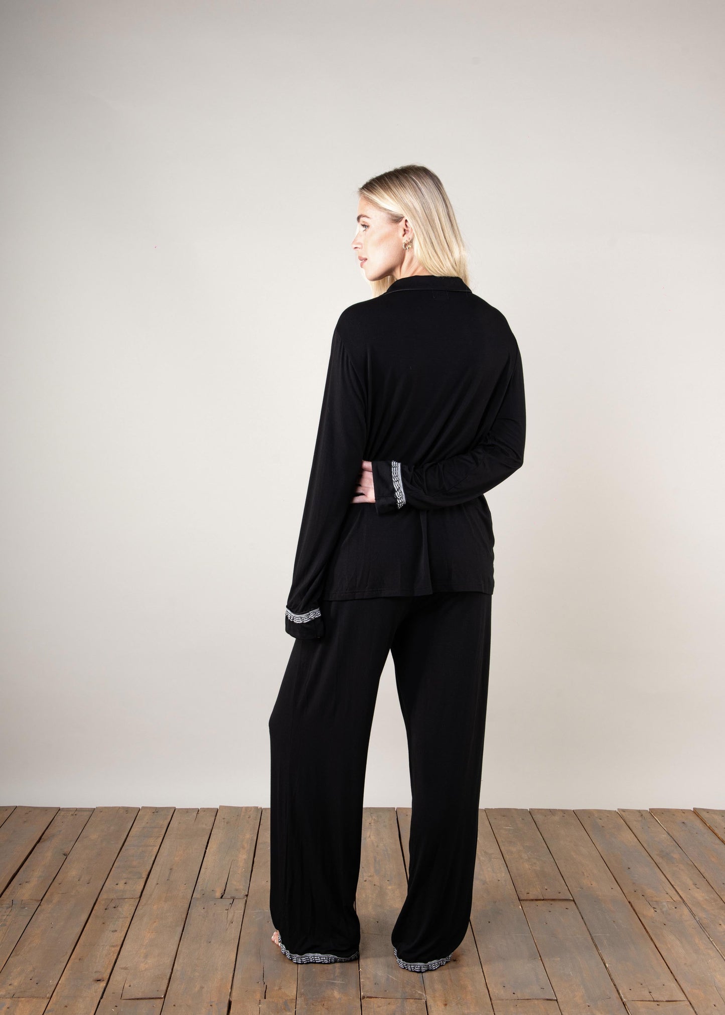 The Luxury Gingham Pyjamas in Black
