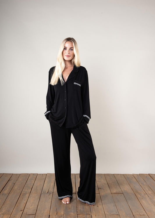 The Luxury Gingham Pyjamas in Black