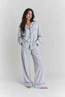 Blue and White Soft Stripe Bamboo Cotton Pyjamas