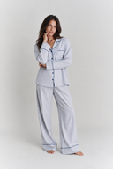 Blue and White Soft Stripe Bamboo Cotton Pyjamas