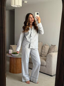 Blue and White Soft Stripe Bamboo Cotton Pyjamas