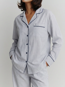 Blue and White Soft Stripe Bamboo Cotton Pyjamas
