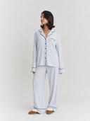 Blue and White Soft Stripe Bamboo Cotton Pyjamas