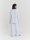 Blue and White Stripe Bamboo Cotton Pyjamas | PLUSH