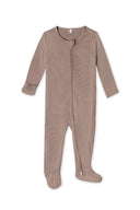 Ribbed Bamboo Sleepsuit in Taupe