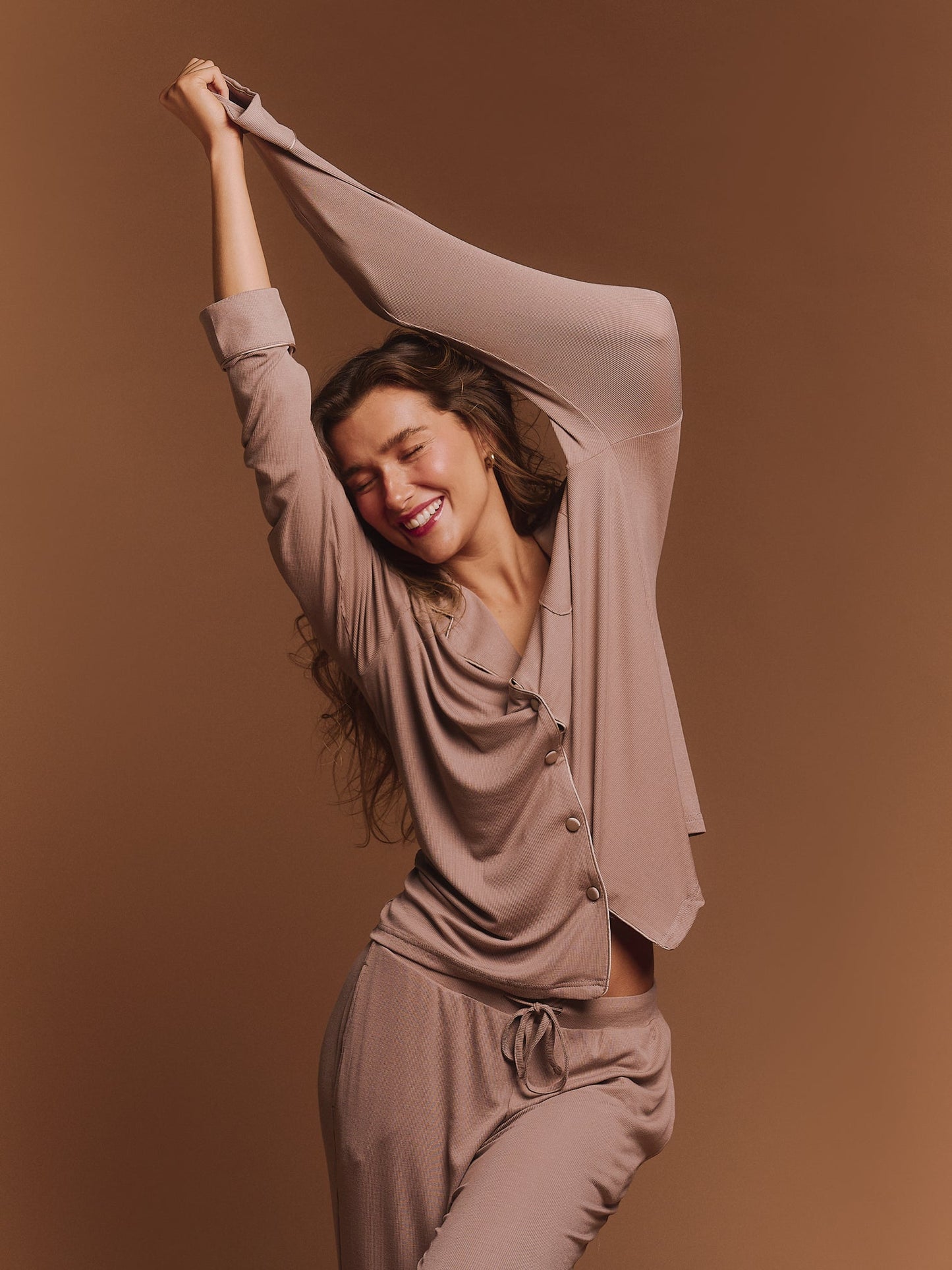 The Luxury Pyjamas in Taupe - Plush